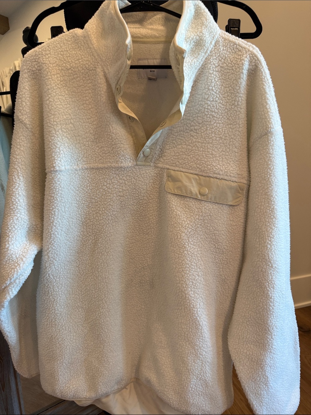 Goodfellow & Co Cream Sherpa Pullover Snap-Front Hoodie